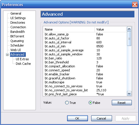 스크랩] uTorrent 고급옵션(Advanced Option) 총정리